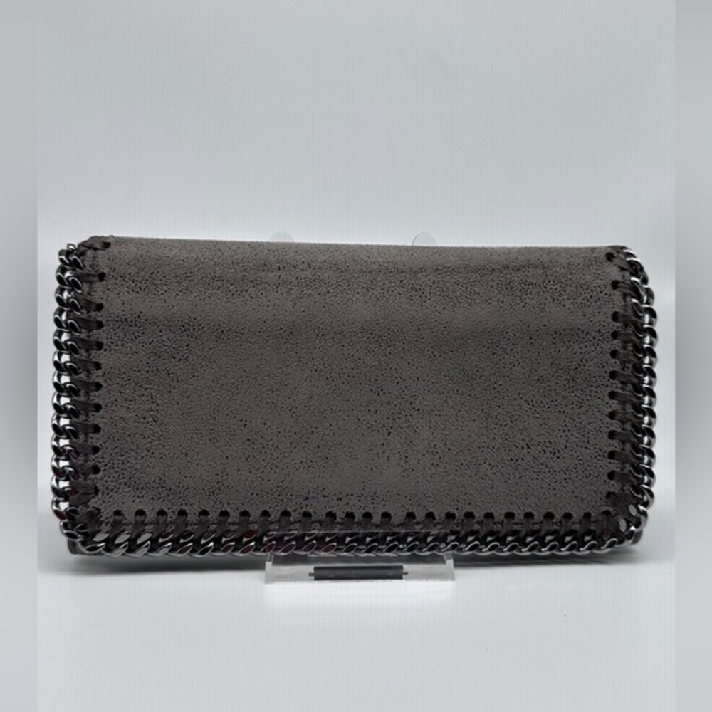 Stella McCartney Falabella Continental Wallet – Grey Faux Suede